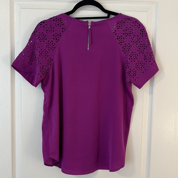 Andree Purple Cut Out Design Sleeve Blouse - Picture 2 of 6